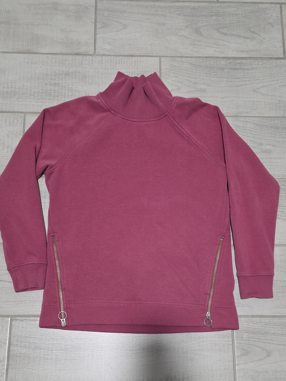 Athleta Cozy Karma Side Zip Funnel Neck Sweater Pink